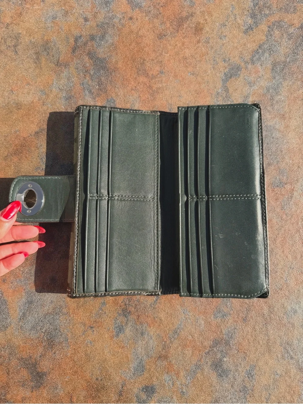 Y2K Coach Signature Turnlock Wallet, ‘C’ Monogram Pattern